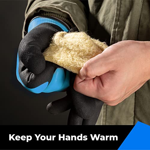 toolant 100% Waterproof Winter Work Gloves, Thermal Insulation with Grip Blue Large (Pack of 1)