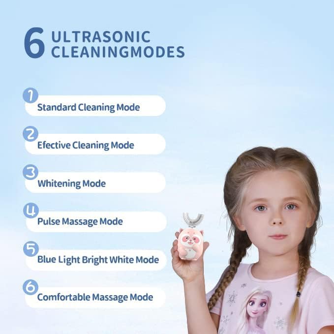 Kids Electric U Shaped Sonic Toothbrush,59S Timer-Age8-15 Gray Gray Raccoon