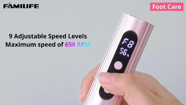 FAMILIFE Electric Foot File Callus Remover – Rechargeable Pedicure Tool with Display Screen, Replaceable Sandpaper Discs, Forward & Reverse Rotation, for Men and Women