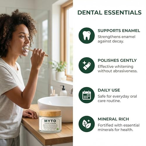 Myto Tooth Powder, RemineralizingHydroxyapatite Tooth Powder with Mint, Fluoride Free Mineral Tooth Cleaning Powder, 1.76 OZ Gentle Daily Oral Care (1pc) 1pc