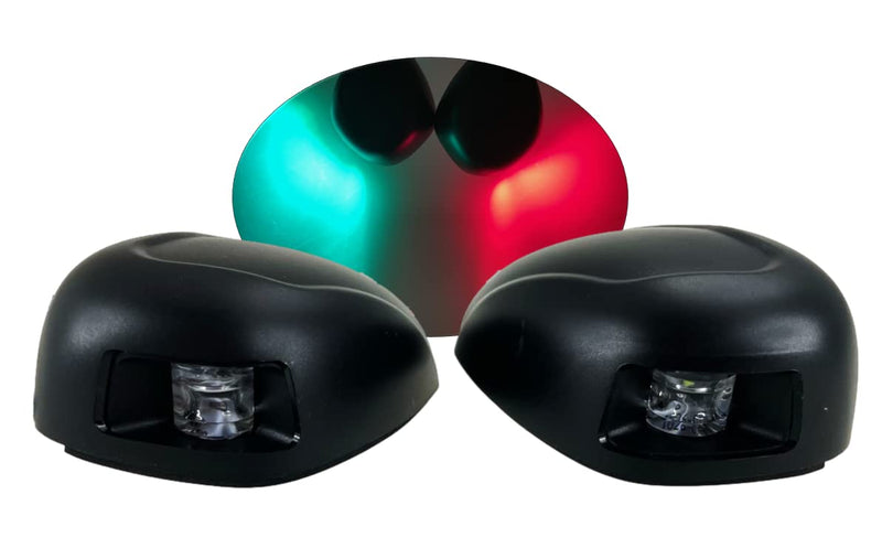 Pactrade Marine Boat Horizontal Mount Navigation Green Red Light 2NM LED IP:66 20m 112.5 Degrees Each DC12V/2W Black Plastic PC Housing (Green Starboard & Red Port Lights) Green Starboard & Red Port Lights