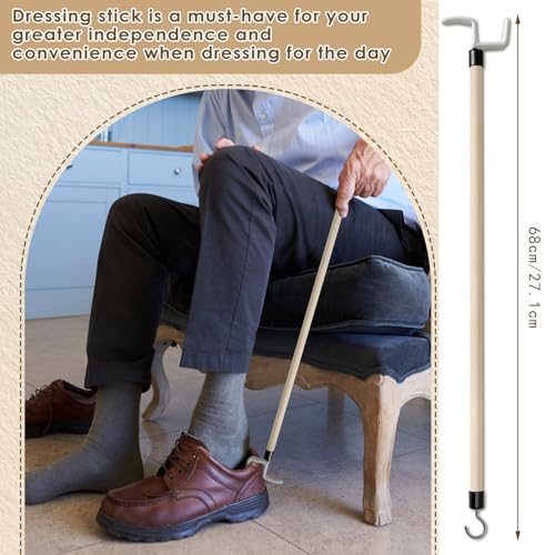 Geelin 4 Pcs 27'' Dressing Stick for Elderly Disabled, Long Reach 27''