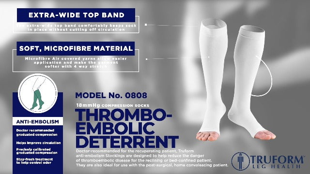 Truform Short Length Surgical Stockings, 18 mmHg Compression for Men and Women, Knee High Length, Open Toe Beige Medium (1 Pair)