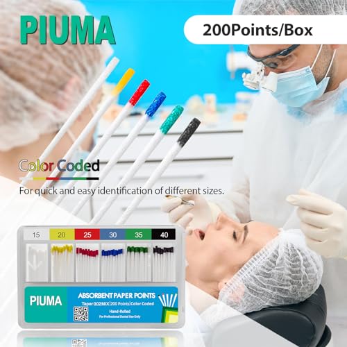 200 Pcs Dental Absorbent Paper Points 0.02 Taper by Vastmed | Dental Endodontic Special Taper - Size Mixed 200
