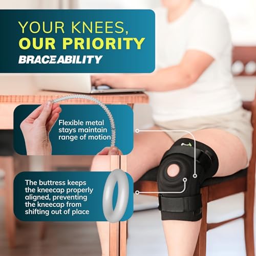 BraceAbility Bariatric Knee Brace for Large Legs - Plus Size Knee Brace with Side Stabilizers for Big Men or Women, Arthritis, Patellar Tendonitis, Obese Chondromalacia Pain, Instability (X-Large) XL