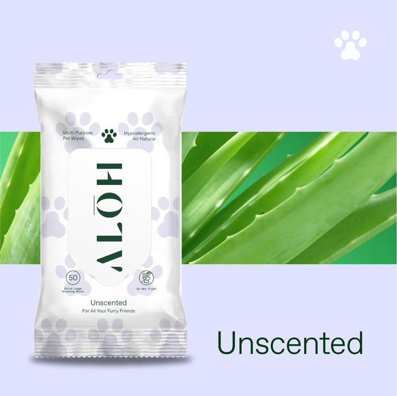 ALŌH Hypoallergenic | All-Natural | Multi-Purpose Pet Wipes, Unscented 50ct Wipes Unscented (1 Pack) - BeesActive Australia