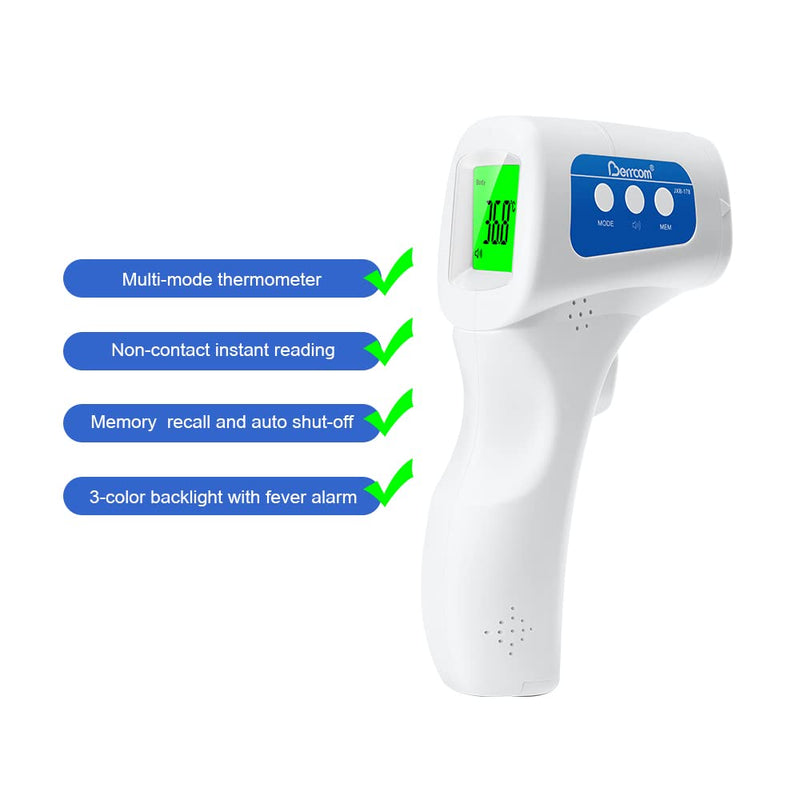 Berrcom Digital Non Contact Infrared Forehead Thermometer Contactless Thermometer 3 in 1 for Kids Infant Adult Fever Check Thermometer Temperature Gun for Baby White - BeesActive Australia