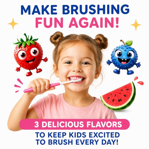 LOL! Kids Toothpaste 3 Pack – Strawberry, Blueberry & Watermelon | Fluoride Free Kids Toothpaste with Nano Hydroxyapatite & Oral Probiotics | Natural Toothpaste for Kids, Safe & Gentle