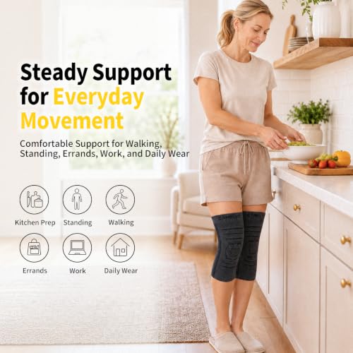 CAMBIVO 2 Pack Knee Brace for Women & Men, Compression Sleeves Knee Support Black X-Large