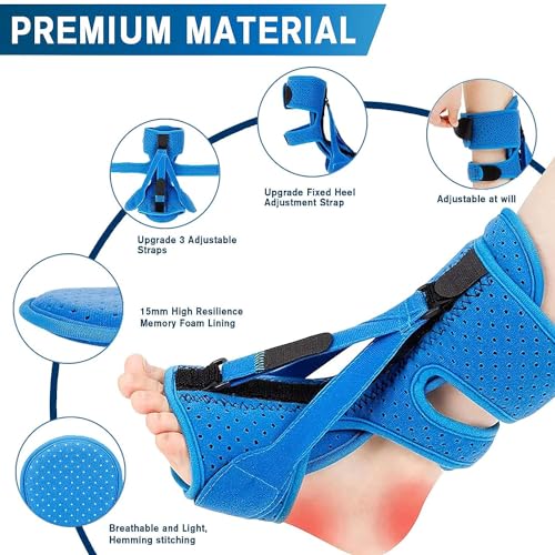 Plantar Fasciitis Night Splint-Upgrade 3 Adjustable Planter Facetious Relief Brace,Plantar Fasciitis Relief Women Men Straps,Support Relief Foot Drop Achilles Tendonitis(Blue-2PC)