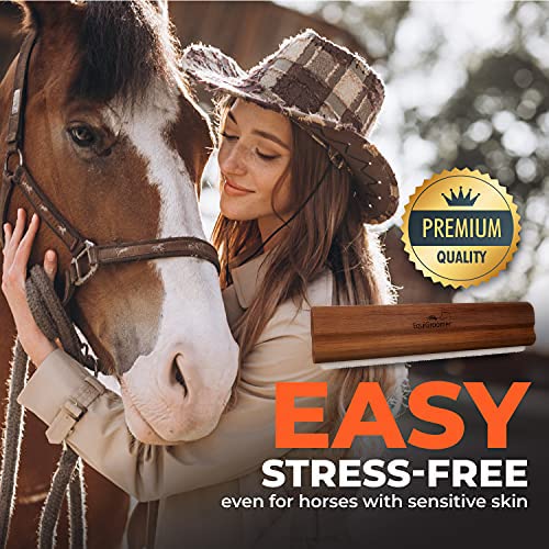 Deshedding 8" Brush for Horses and Large Pets | Natural Mahogany | Short and Long Hair | Comb Removes Loose Dirt, Hair and Fur| Professional Horse Brush for Grooming Shedding - BeesActive Australia