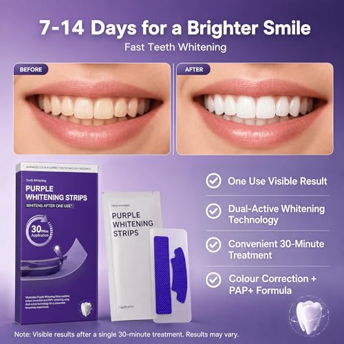 Purple Teeth Whitening Strips, 14 Treatments, Pap, Peroxide-Free