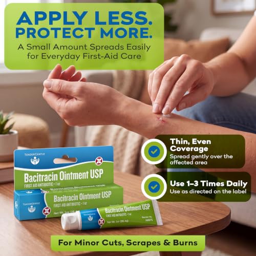 Bacitracin Antibiotic Ointment with Zinc USP - 1 oz Topical Antibiotic First Aid Ointment - Helps Prevent Infection in Minor Cuts, Scrapes, and Burns 1 Pack