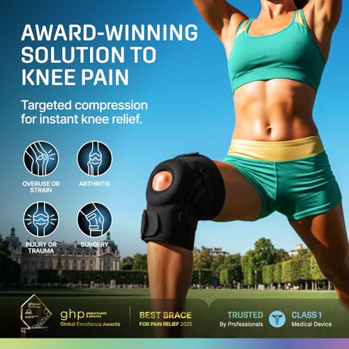 Modvel Knee Brace with Side Stabilizers & Patella Gel Pads for Pain Relief and Joint Support Breathable, Non-Slip Compression Sleeve for Men & Women, Arthritis, Meniscus, ACL Recovery BLACK Medium