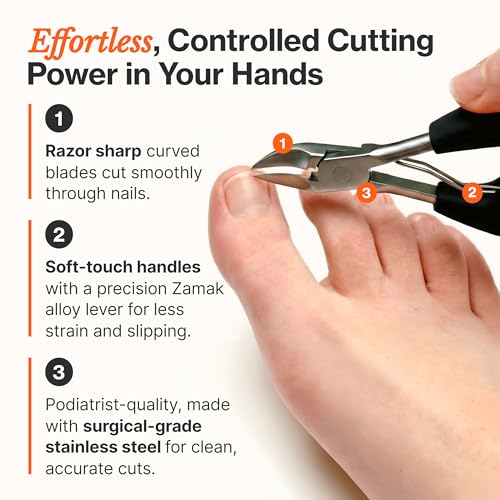 Fox Medical Equipment Toenail Clippers for Seniors & Thick Nails, Soft Grip