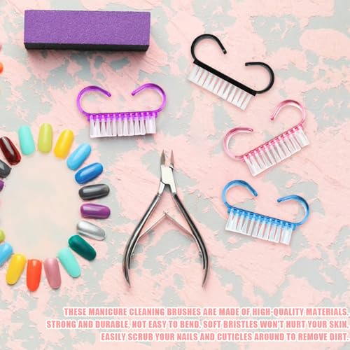 Handle Grip Nail Brush,20 Pieces Black Handle Nail Cleaning Brushes Fingernail Brushes Hand Wash Brush for Toes and Nails Cleaning (4 Color) 4 Color