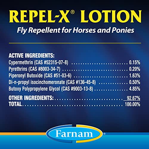 Farnam Repel-X Lotion Fly Repellent for Horses and Ponies, 8 Ounce Lotion 8 Ounce (Pack of 1)