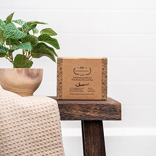 Bleeker and Rowe 100% Biodegradable Individually Wrapped Floss Picks - Eco Friendly Flossers 150 Pack (Biodegradable Bamboo Charcoal Floss)… Biodegradable Bamboo Charcoal Floss