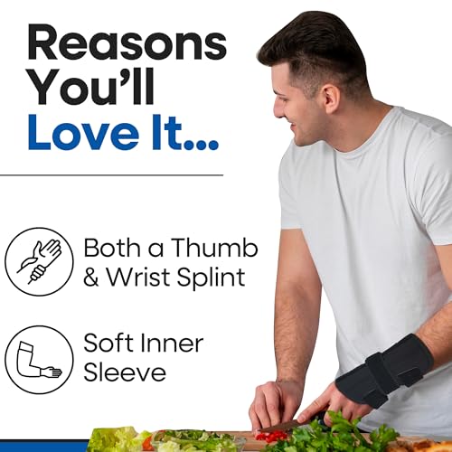 Thumb Splint & Wrist Brace | Carpal Tunnel Wrist Splint with Trigger Thumb Brace Spica | Stabilizer & Support For Tendonitis Pain, Arthritis, CMC, Tenosynovitis, De Quervain Women Men LARGE, LEFT HAND