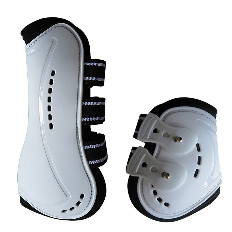 Horse Boots Open Front Jumping Tendon Sport Boots, Hind Fetlock Boots, Secure Leg Protection, Classic Breathable Equine Supplies, Set of 4 M White - BeesActive Australia