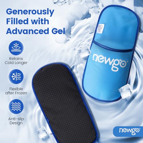 NEWGO Bundle of Plantar Fasciitis Night Splint and Gel Ice Slippers
