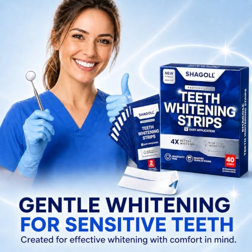 Premium Sensitive Teeth Whitening Strips (40 Count) – Hydrogen Peroxide Whitening Strips for Sensitive Teeth, Enamel Safe Teeth Whitener, At Home Teeth Whitening Kit, Coconut Mint, Removes Deep Stains 2 40
