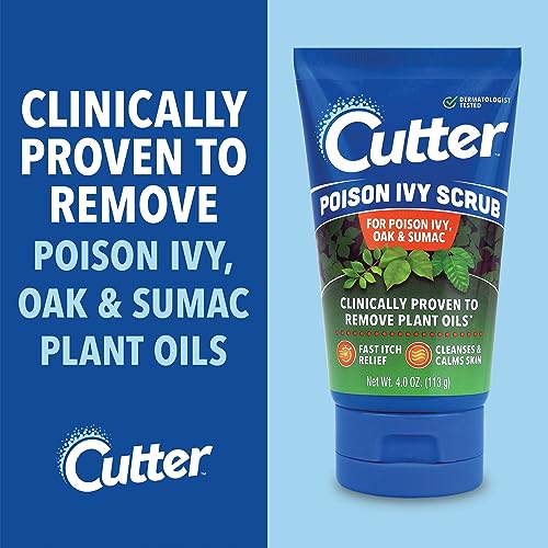 Cutter Poison Ivy, Oak & Sumac Cleansing Scrub, Fast Itch Relief 1 Pack (4 Ounce)