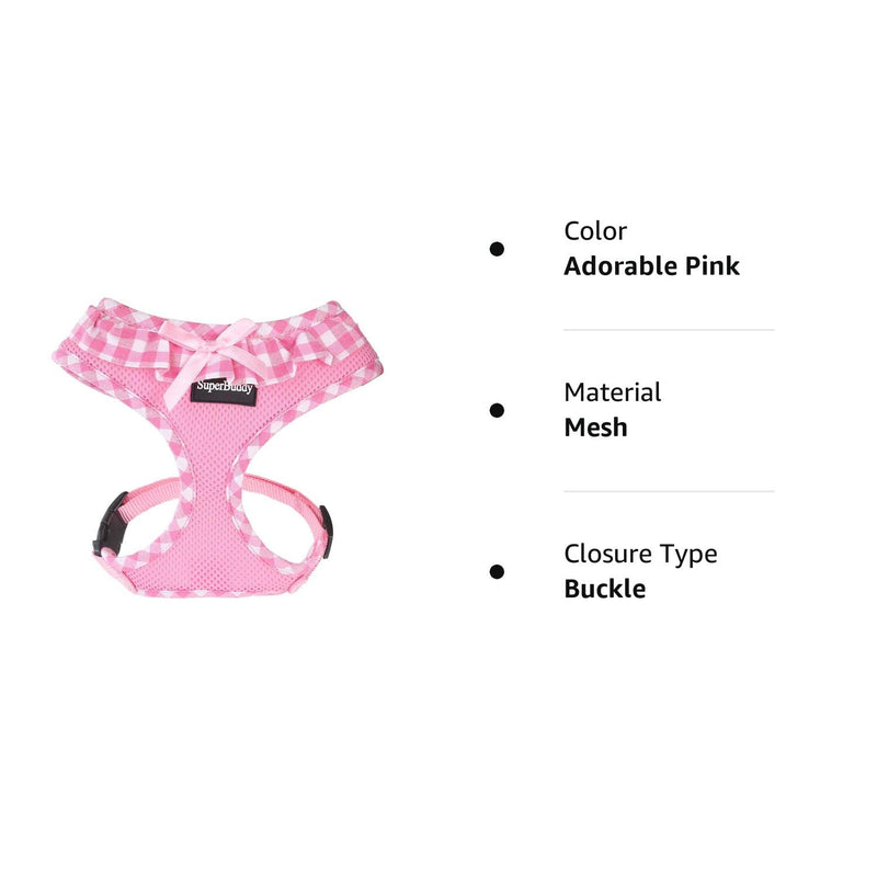 Upgraded Soft Mesh Dog Harness, Super Breathable Lightweight Pet Harnesses for Puppy Dogs outdoor Walking, Pink Dog Harness -Small S (Neck Girth 9.8"; Chest Girth:12”-18“) Adorable Pink - BeesActive Australia