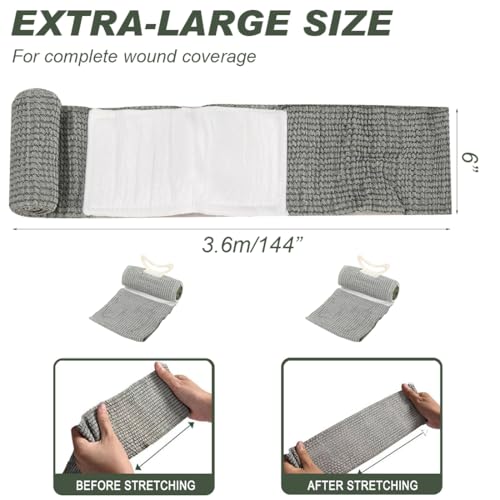 6" Israeli Style Emergency Bandage Sterile Vacuum Sealed Compression Trauma Wound Dressing for Bleeding Control, Medical Trauma Kit, Gun Shot, First Aid IFAK 2 Count