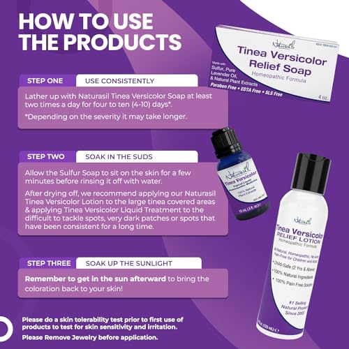 Naturasil Tinea Versicolor Treatment 2-Step Kit with Lotion & Sulfur Soap Tinea Lotion + Soap