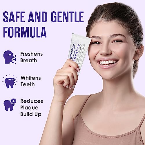 SprinJene Natural Sensitivity Relief, Fluoride Free Toothpaste for Sensitive Teeth (4 Pack) + Fluoride Free & Alcohol Free Mouthwash