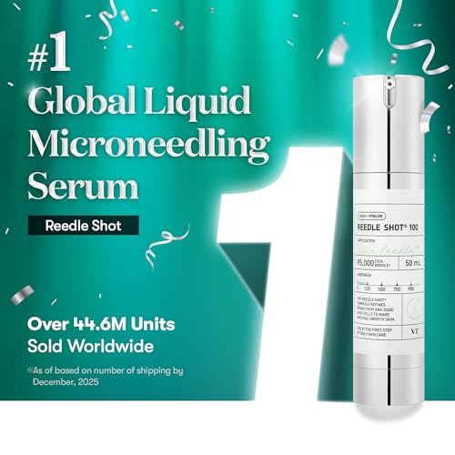 VT COSMETICS CICA Reedle Shot 300, Advanced Night Exosome, Microneedling Serum, Centella Asiatica, Hyaluronic Acid, Propolis, Soft Skin, Regeneration, Glass Skin, Korean Skin Booster 1.69Fl Oz (50ml)