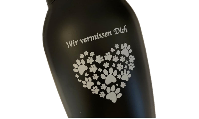 Petpets® Animal Urn/Memorial Urn 500 ml We miss you dog, cat, black, stainless steel, cremation, memorial, urn grave ashes, keepsake - BeesActive Australia