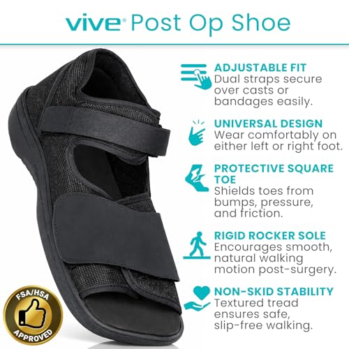 Vive Post Op Shoe - Lightweight Medical Walking Boot with Adjustable Strap Small