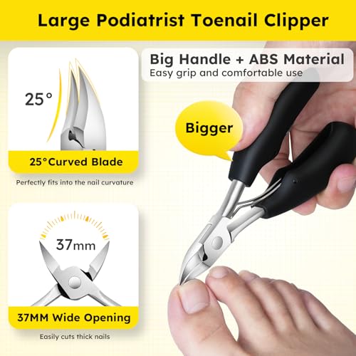 Nail Clippers for Seniors, Heavy Duty Long Handle Ingrown Toenail Clippers Angled Head 6pcs