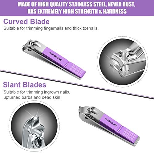 Manicure Set Professional Nail Clippers Pedicure Kit,16 pcs Stainless Steel Violet