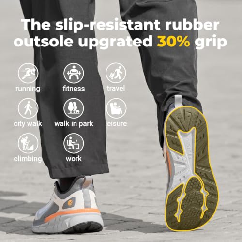 FitVille Extra Wide Shoes for Men Running Walking Comfortable Wide Toe Box Shoes for Men Lightweight Sneakers Non Slip Cushioned 9 X-Wide Gradient Grey