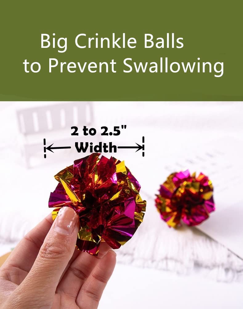 Mylar Crinkle Balls Cat Toys Interactive Crinkle Cat Toy Balls Independent Pet Kitten Cat Toys for Fat Cats Kittens Exercise, Soft and 2 Inch (24 Pack) 24 Pack - BeesActive Australia