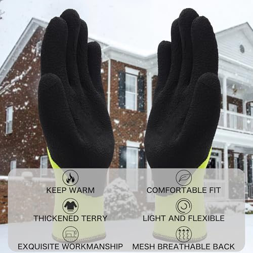 LOCCEF 2 Pairs Winter Work Gloves, Thermal Freezer Gloves Blue 10/XL