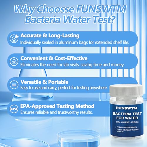 Coliform Bacteria Water Test Kit: 12-Pack Water Bacteria Test Kit Easy At-Home Well Water, Tap, Pool, Spring, Pond, Lake Drinking Water Quality Test 12 Tests