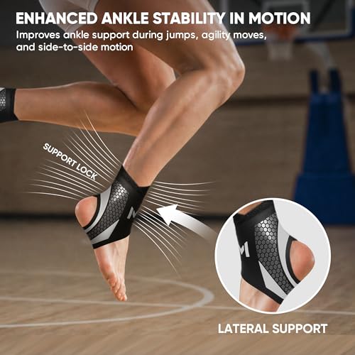 2 Pack Ankle Brace Compression Support for Men Women, Adjustable Lace-Up Ankle Stabilizer with Straps, Breathable Support for Running, Basketball, Gym, Sprained Ankle & Daily Use (Gray)