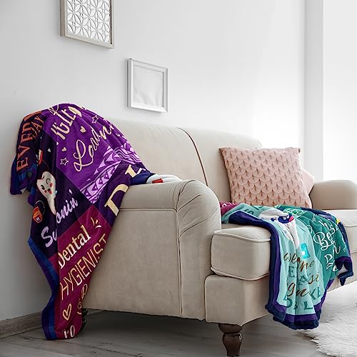 Sozien Dental Hygienist Gifts Blanket - Graduation & Student Gift, 60"x50" Dental Hygienist - Purple 50‘’x60‘’