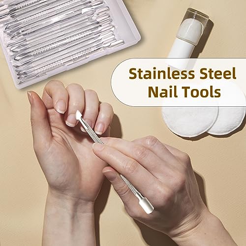 20 Pcs Cuticle Pusher Tools, Professional Dual Sided Stainless Steel Cuticle Trimmer & Remover for Toenails and Fingernails, Manicure Pedicure Tool for Gel Polish Removal