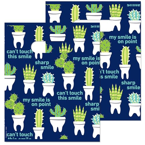 Practicon Cactus Teeth 8" x 10" Dental Giveaway Bag, Dental Hygiene Patient Care Goodie Bag, Dentist Office Plastic Gift Bags, 100 Pack 8" x 10"
