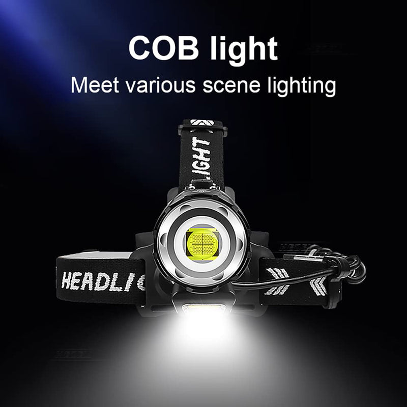 LED Headlamp Rechargeable, Super Bright Head lamp Zoomable 4 Modes Waterproof Headlight with Batteries Included,Brightest Headlamps for Adults Hunting Camping,Hiking,Exploration 1200 lumens