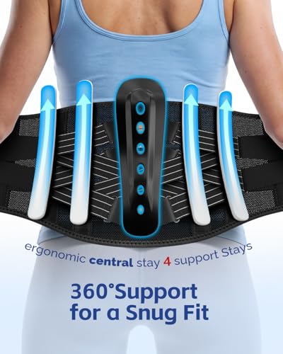 FEATOL Wrist Brace, Right Hand, Small/Medium + Back Brace with Removable Dual-Side Spine Lumbar Pad with Snug Fit, Size Medium