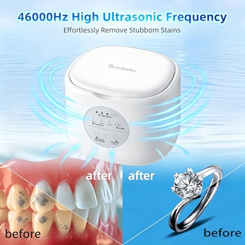 Ultrasonic Jewelry Cleaning Machine, 48KHz deep Cleaning Professional ultrasonic Cleaning Machine with one-Click Operation, Jewelry, dentures, Glasses, Food-Grade Stainless Steel Water Tank
