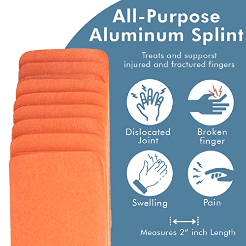 Novamedic First Aid Padded Aluminum Finger Splint 20 Pack, 2 inch, Made for Finger Knuckle Immobilization Sprains, Swelling, Strains, Arthritis of Adults and Children Provides Pain Relief, Waterproof Brace
