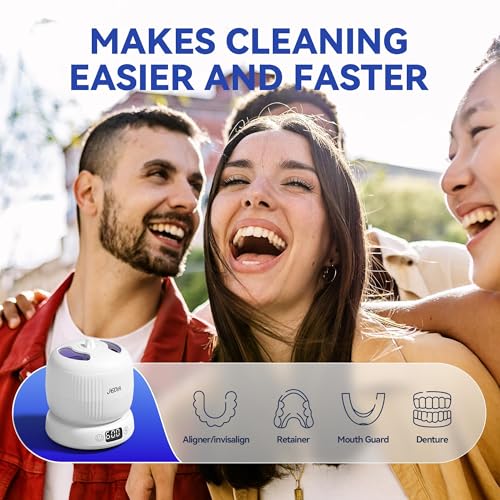 Ultrasonic Retainer Cleaner Machine with 4 Modes – 45kHz 180ML Ultrasonic Cleaner for Retainer,Denture,Mouth Guard,Ring,Jewelry,Leak-Proof Detachable Tank & Base, Easy-to-Clean