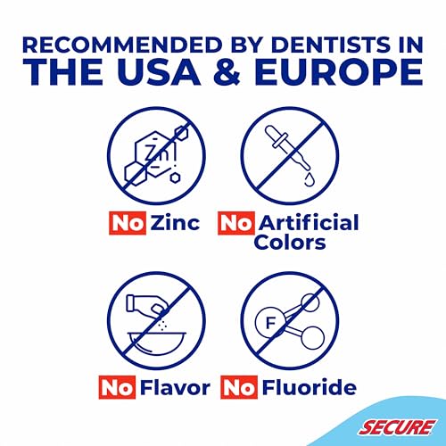 Secure Denture Adhesive Cream, Zinc Free Denture Glue, 1.4 oz, 4 Pack Regular
